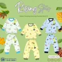Setelan Oblong Panjang Anak Kancing Pundak Ridges Rising Stars SNI / Baju Tidur Anak Adem dan Halus / Piyama Anak Unisex Ridges Nyaman dipakai